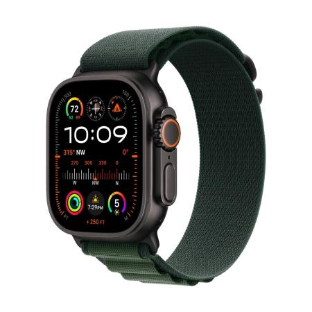 Apple Watch Ultra 2 (2024) 49mm Natural Titanium Case with Dark Green Alpine Loop Large